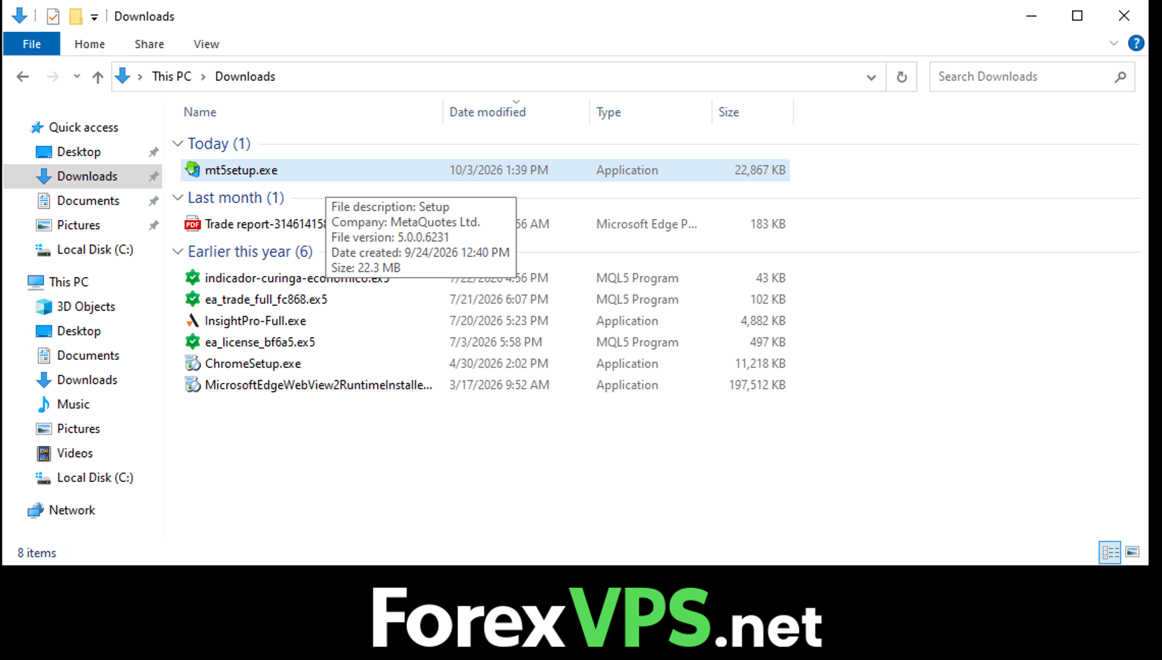 Downloaded MetaTrader 5 file